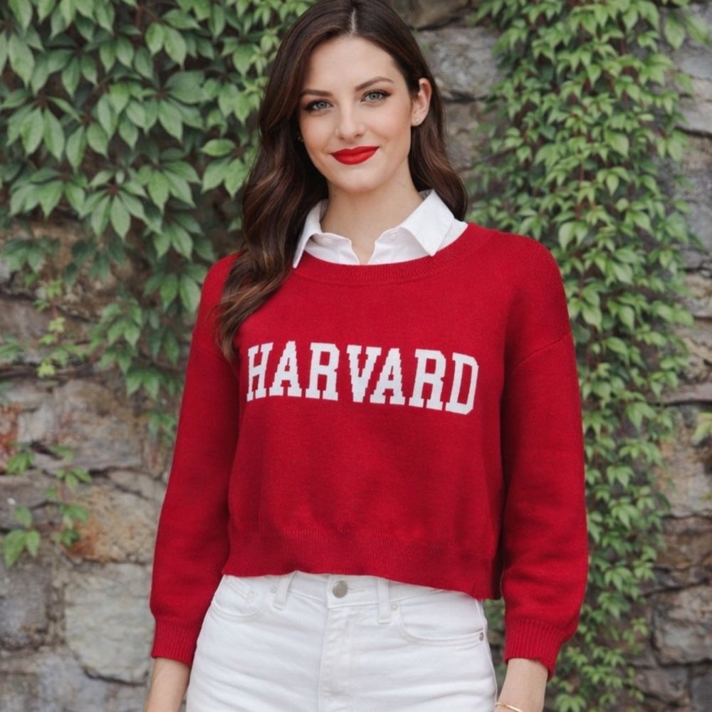 HYPE AND VICE Harvard Crimson Cropped Sweater, XXL